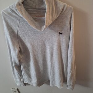 The Black Dog Light Gray Cowl Neck Sweatshirt with Dog Logo